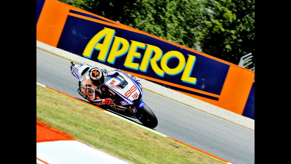 Jorge Lorenzo in action at the Catalunya Circuit