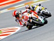 Simoncelli riding ahead of Akiyoshi at the Catalunya Circuit