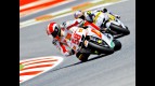 Simoncelli riding ahead of Akiyoshi at the Catalunya Circuit