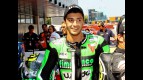 Andrea Iannone in the parc fermé at the Catalunya Circuit