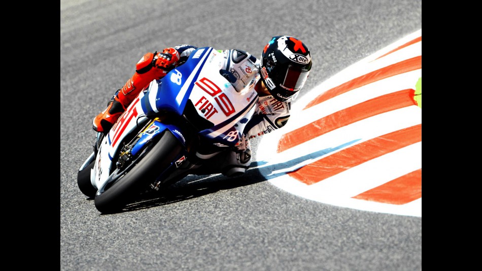 Jorge Lorenzo in action at  the Catalunya Circuit