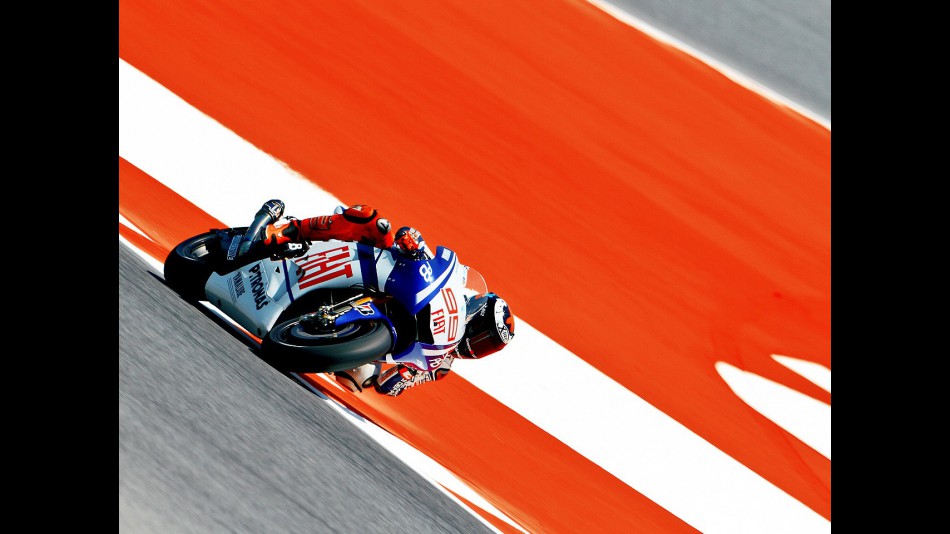 Jorge Lorenzo in action at the Catalunya Circuit