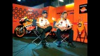 Dani Pedrosa and Mike Leitner in the Repsol Honda garage