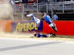 Carmelo Morales crashes during the race at the Ctalunya Circuit