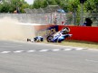 Carmelo Morales crashes during the race at the Ctalunya Circuit