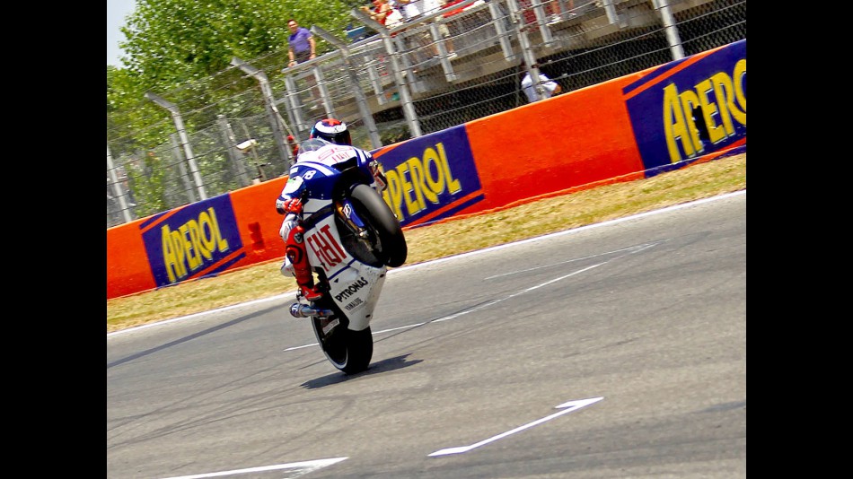 Jorge Lorenzo at the finish of the Gran Premi Aperol de Catalunya