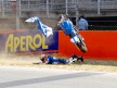 Carmelo Morales crashes during the Moto2 Race at the Catalunya Circuit