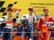 Pedrosa. Lorenzo and Stoner on the podium at the Catalunya Circuit