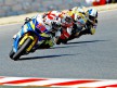 Yuki Takahashi riding ahead of Moto2 group at the Catalunya Circuit