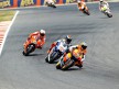 Dovizioso riding ahead of Lorenzo and Stoner at the Catalunya Circuit
