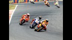 Dovizioso riding ahead of Lorenzo and Stoner at the Catalunya Circuit