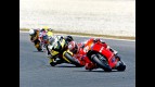 Nicky Hayden riding ahead of Edwards at the Catalunya Circuit