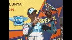 Pol Espargaró on the podium at the Catalunya Circuit