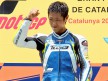 Yuki Takahashi on the podium at the Catalunya Circuit
