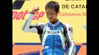 Yuki Takahashi on the podium at the Catalunya Circuit