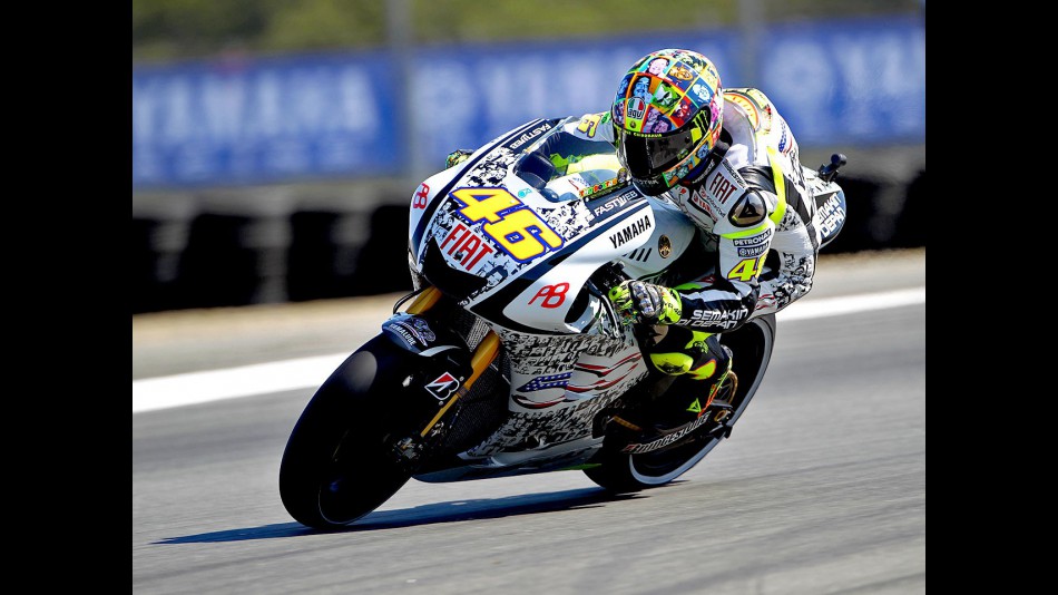 Valentino Rossi on track in Laguna Seca
