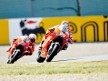 Hayden riding ahead of Stoner during the FP1 in Sachsenring