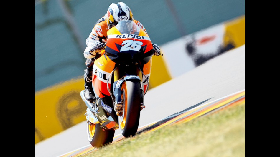 Dani Pedrosa in action in Sachsenring