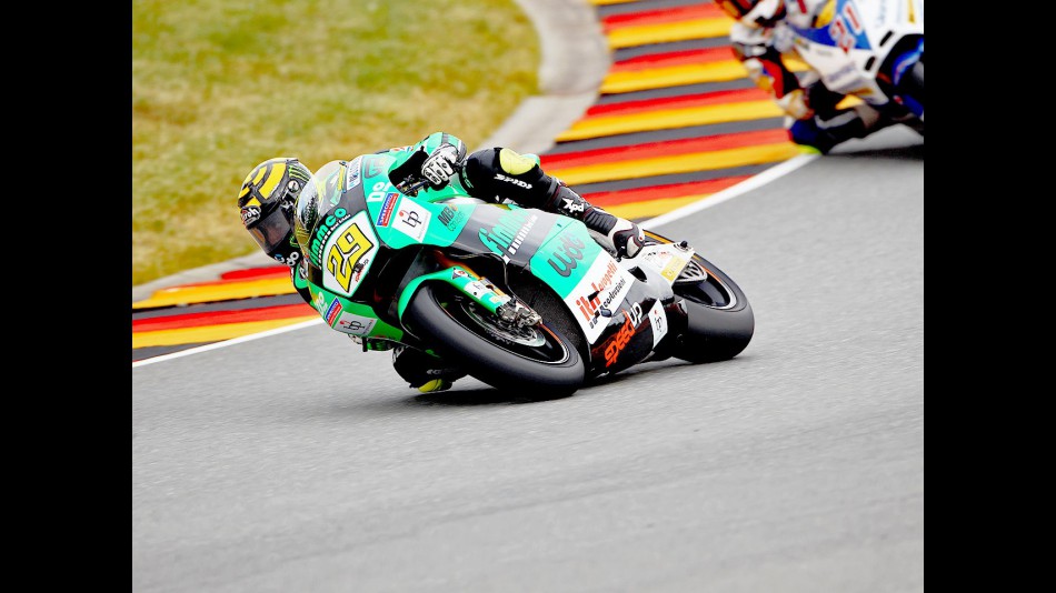 Andrea Iannone in action in Sachsenring