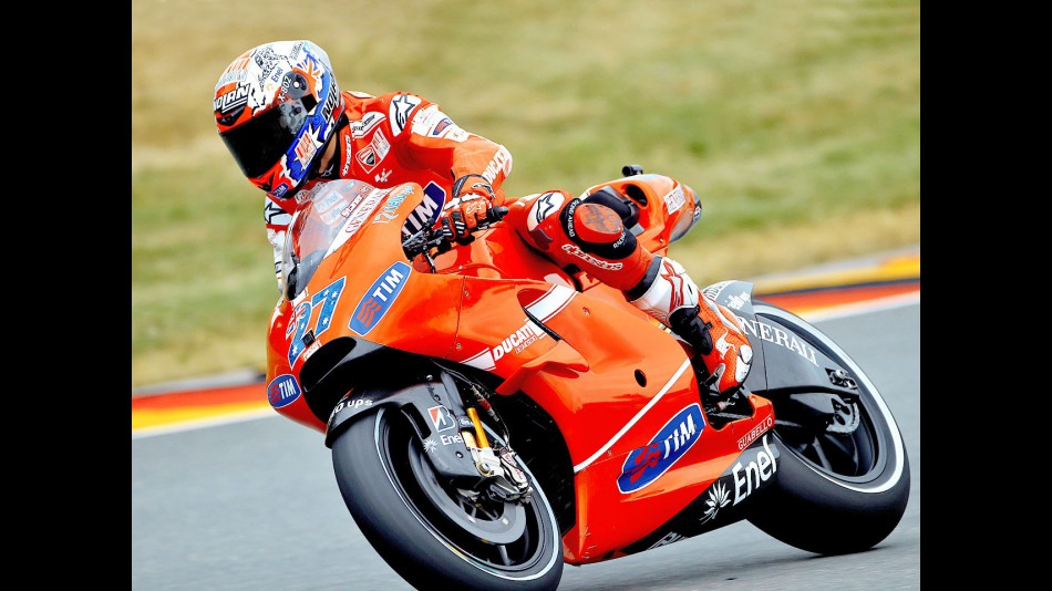 Casey Stoner in action in Sachsenring