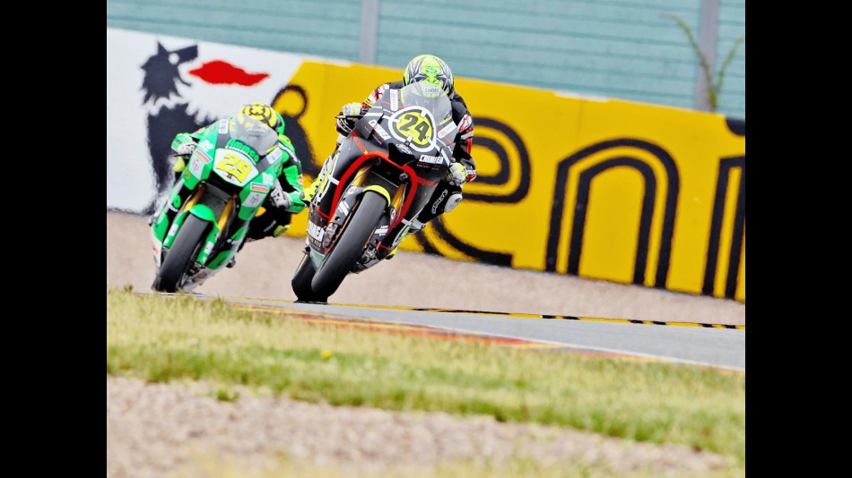 Elias riding ahead of Iannone in Sachsenring