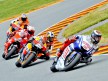 Lorenzo riding ahead of Pedrosa, Stoner and Dovizioso in Sachsenring