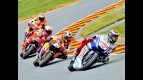 Lorenzo riding ahead of Pedrosa, Stoner and Dovizioso in Sachsenring