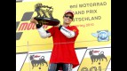 Dani Pedrosa on the podium in Sachsenring