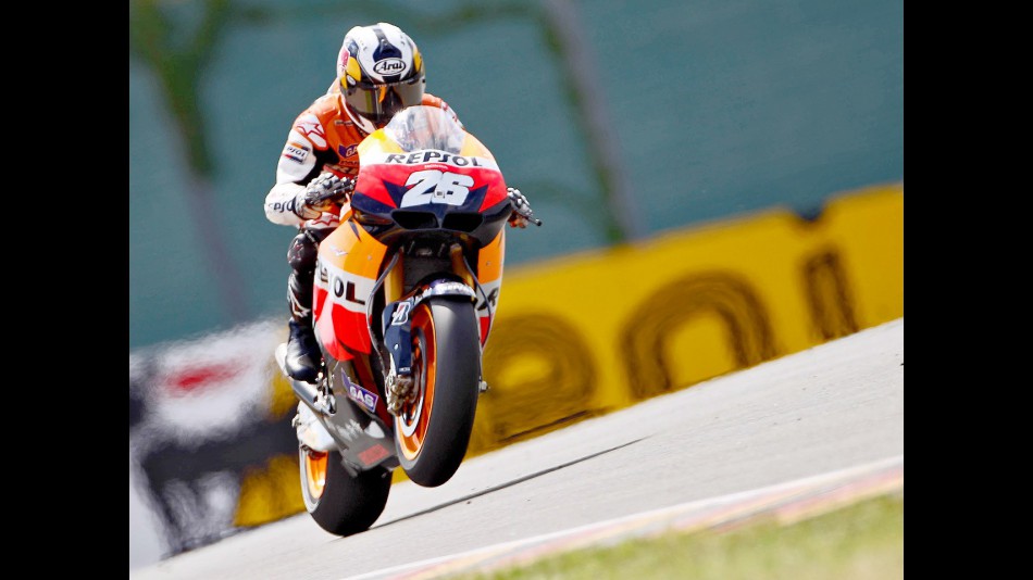 Dani Pedrosa in action in Sachsenring