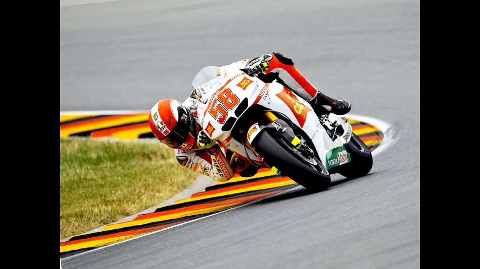 Marco Simoncelli in action in Sachsenring