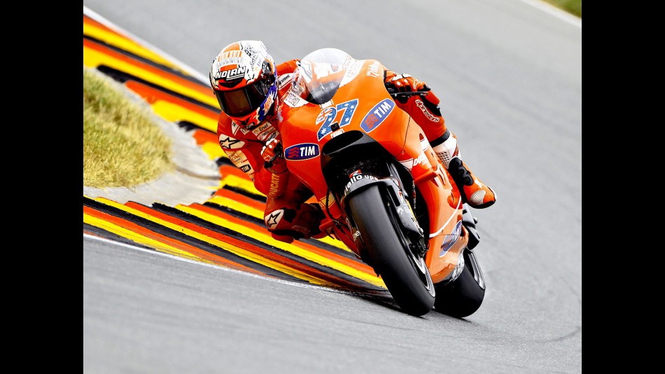 Casey Stoner in action in Sachsenring