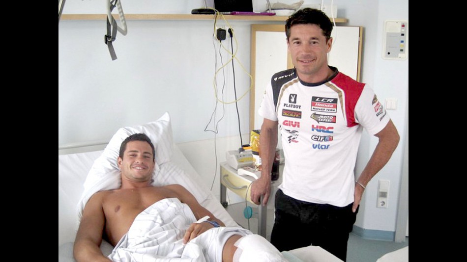 Randy de Puniet and Lucio Ceccinello at the hospital