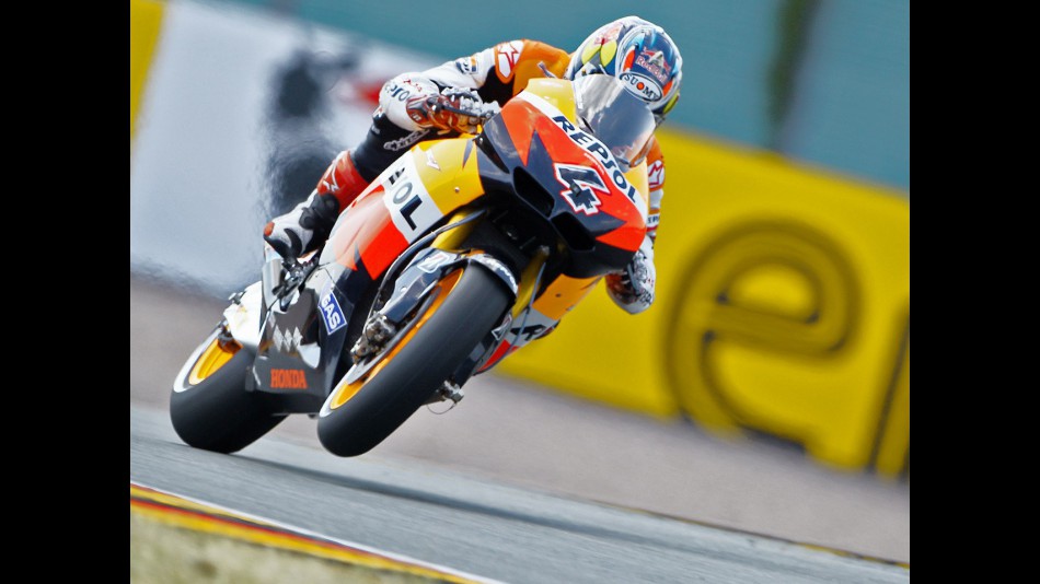 Andrea Dovizioso in action in Sachsenring