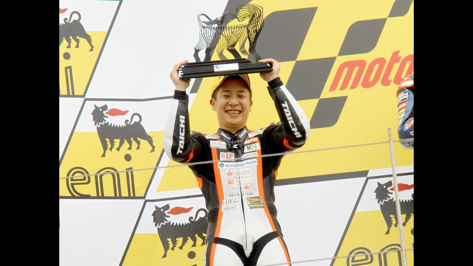 Tomoyoshi Koyama on the podium in Sachsenring