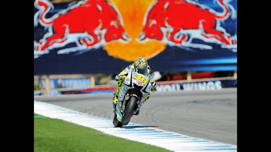 Valentino Rossi in action in Laguna Seca