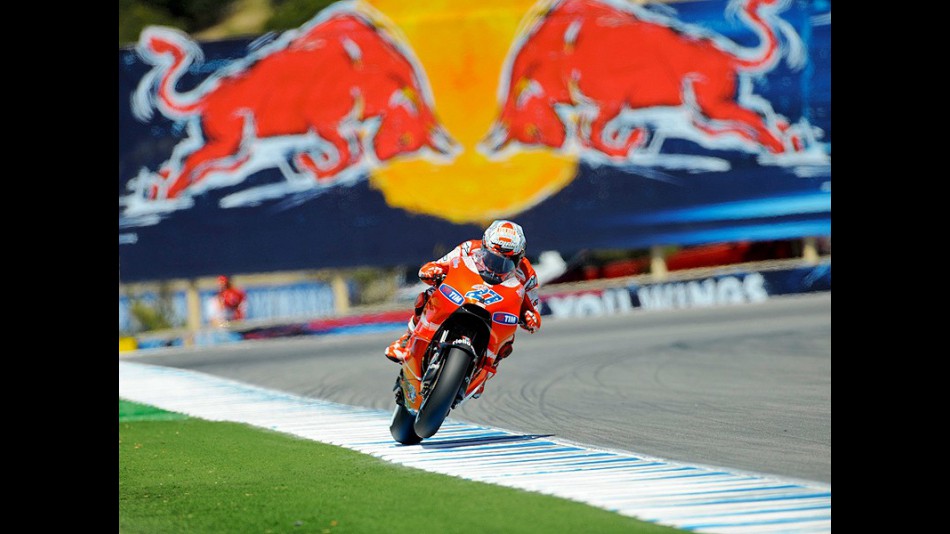 Casey Stoner in action in Laguna Seca