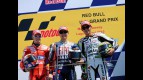 Stoner, Lorenzo and Rossi on the podium in Laguna Seca