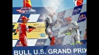 Stoner, Lorenzo and Rossi celebrates GP win on the podium in Laguna Seca