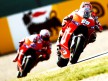 The ducati riders Nicky Hayden and Casey Stoner in action