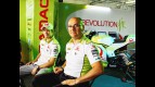 Chief Engineer Fabio Sterlacchini and Mika Kallio in the Pramac Racing garage
