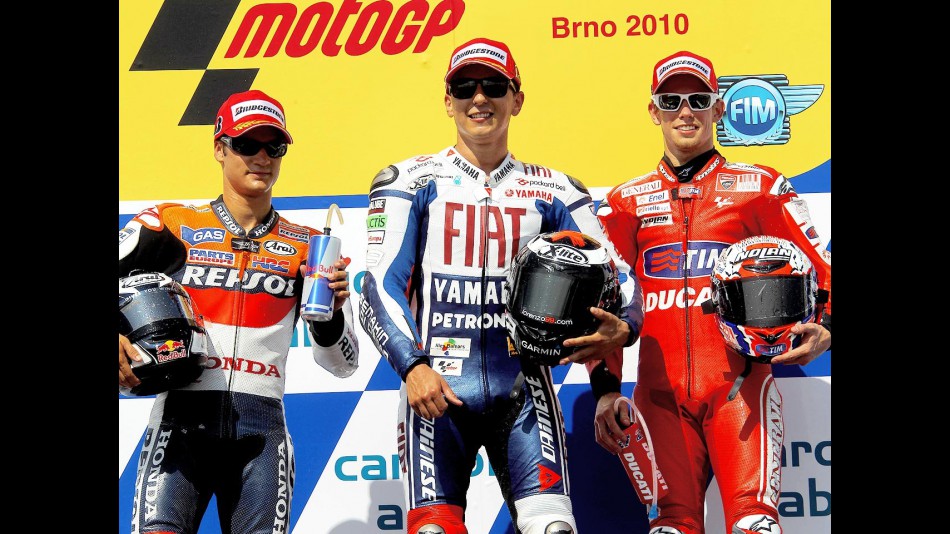 Pedrosa, Lorenzo and Stoner on the podium in Brno