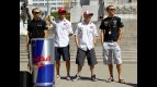 Kenny Noyes, Kevin Schwantz, Roger Lee Hayden and Ben Spies at the Monument Circle in Indianapolis