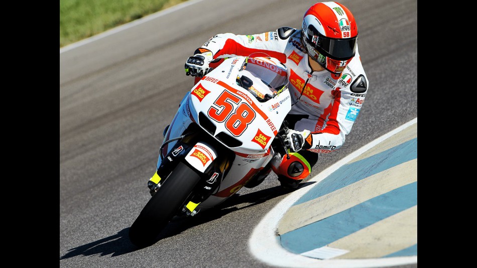 marco Simoncelli in action at Indianapolis
