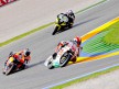 Marco Simoncelli riding ahead of Dovizioso and Spies in Valencia