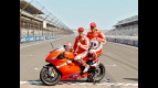 Juan Pablo Montoya and Randy Mamola at the Ducati Two Seaters at Indianapolis