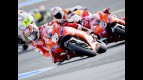 Nicky Hayden riding ahead of Stoner at Estoril