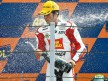 Toni Elías on the podium at Misano