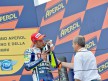 Valentino Rossi on the podium at Misano