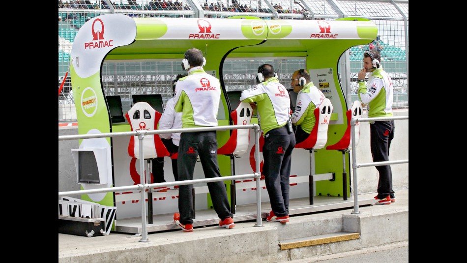 Pramac Staff at the pit wall