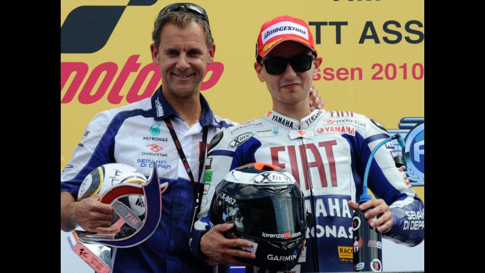 Wilco Zeelenberg and Jorge Lorenzo together on the podium